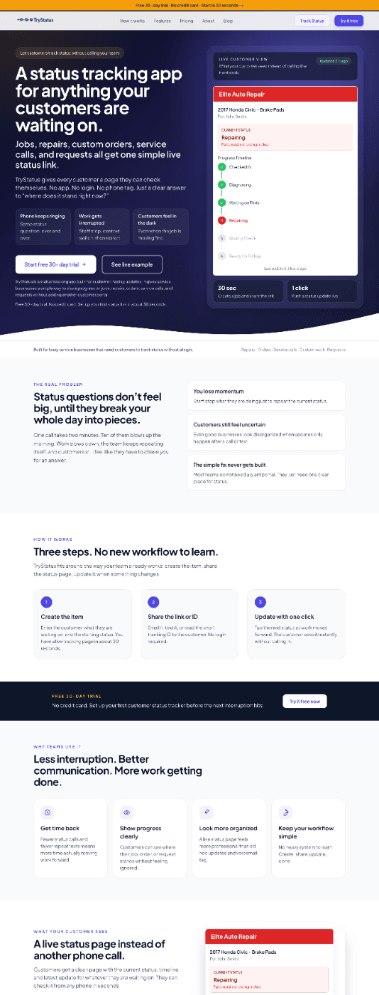 TryStatus website screenshot